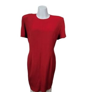 Ann Taylor Red Silk Dress 14 Shortsleeve Mini
